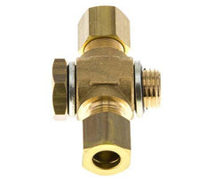 8mm & G1/4'' Brass T-Shape Tee Compression Fitting with Male Threads 135 bar Zinc plated Steel, with NBR insert DIN EN 1254-2