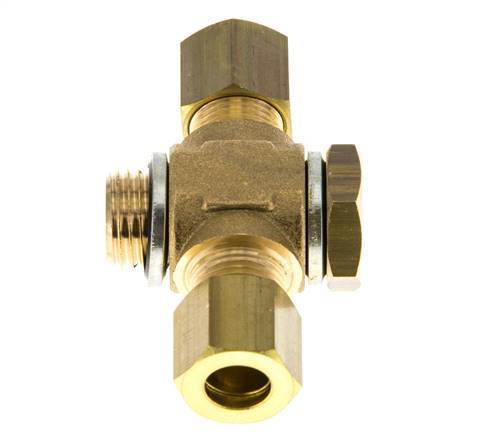 8mm & G1/4'' Brass T-Shape Tee Compression Fitting with Male Threads 135 bar Zinc plated Steel, with NBR insert DIN EN 1254-2