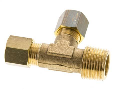 8mm & R3/8'' Brass Right Angle Tee Compression Fitting with Male Threads 135 bar DIN EN 1254-2