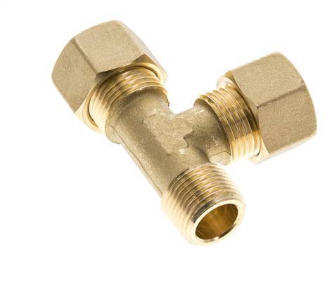 12mm & R3/8'' Brass Right Angle Tee Compression Fitting with Male Threads 75 bar DIN EN 1254-2