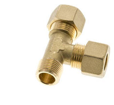 12mm & R3/8'' Brass Right Angle Tee Compression Fitting with Male Threads 75 bar DIN EN 1254-2