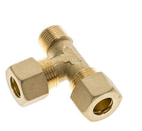 12mm & R3/8'' Brass Right Angle Tee Compression Fitting with Male Threads 75 bar DIN EN 1254-2