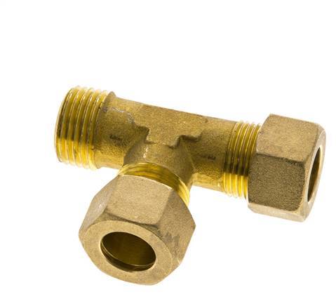 14mm & R1/2'' Brass Right Angle Tee Compression Fitting with Male Threads 89 bar DIN EN 1254-2