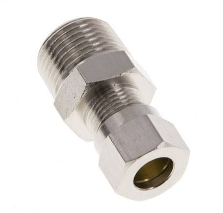 8LL & R3/8'' Nickel plated Brass Straight Cutting Fitting with Male Threads 100 bar ISO 8434-1 [2 Pieces]