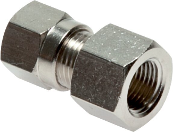 6LL & G1/4'' Nickel plated Brass Straight Cutting Fitting with Female Threads 100 bar ISO 8434-1 [2 Pieces]