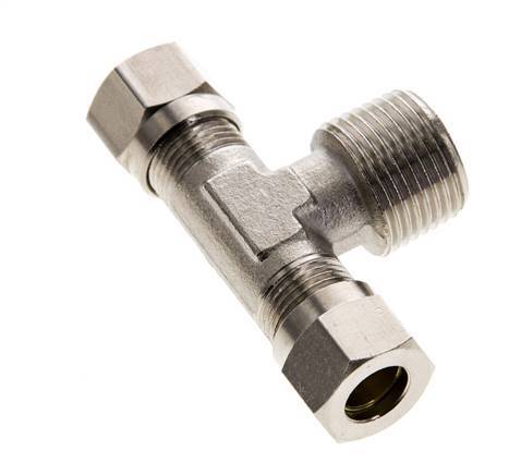 8LL & R3/8'' Nickel plated Brass T-Shape Tee Cutting Fitting with Male Threads 100 bar ISO 8434-1