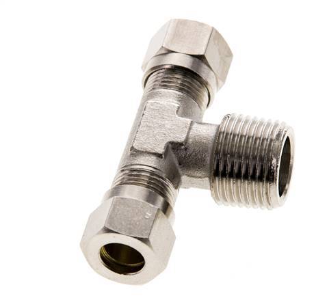 8LL & R3/8'' Nickel plated Brass T-Shape Tee Cutting Fitting with Male Threads 100 bar ISO 8434-1