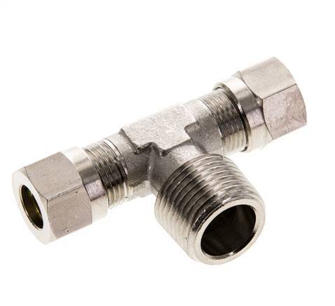 8LL & R3/8'' Nickel plated Brass T-Shape Tee Cutting Fitting with Male Threads 100 bar ISO 8434-1
