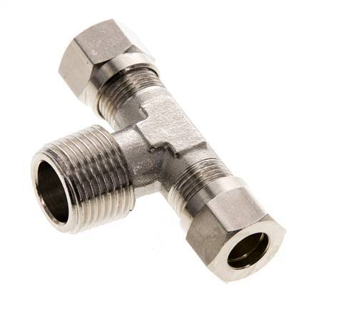 8LL & R3/8'' Nickel plated Brass T-Shape Tee Cutting Fitting with Male Threads 100 bar ISO 8434-1