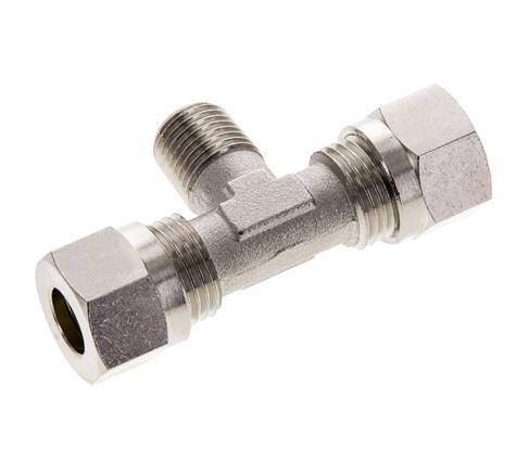 10L & R1/4'' Nickel plated Brass T-Shape Tee Cutting Fitting with Male Threads 115 bar ISO 8434-1