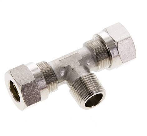 12L & R3/8'' Nickel plated Brass T-Shape Tee Cutting Fitting with Male Threads 75 bar ISO 8434-1