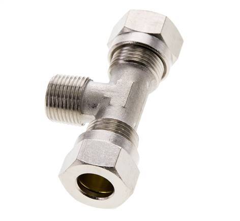12L & R3/8'' Nickel plated Brass T-Shape Tee Cutting Fitting with Male Threads 75 bar ISO 8434-1
