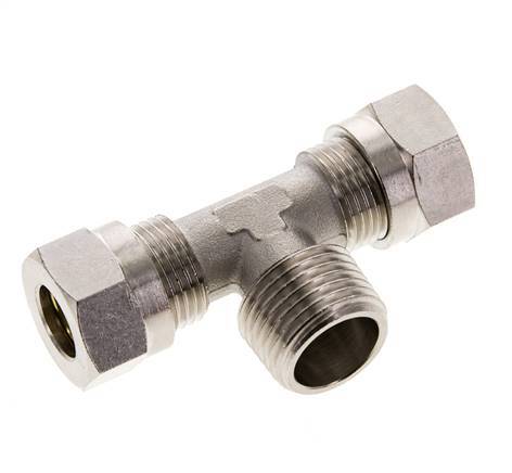 12L & R1/2'' Nickel plated Brass T-Shape Tee Cutting Fitting with Male Threads 75 bar ISO 8434-1