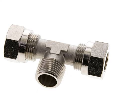 15L & R1/2'' Nickel plated Brass T-Shape Tee Cutting Fitting with Male Threads 70 bar ISO 8434-1