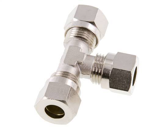 10L Nickel plated Brass T-Shape Tee Cutting Fitting 115 bar ISO 8434-1