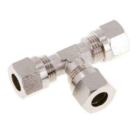 10L Nickel plated Brass T-Shape Tee Cutting Fitting 115 bar ISO 8434-1