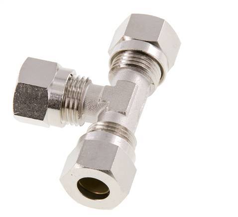 10L Nickel plated Brass T-Shape Tee Cutting Fitting 115 bar ISO 8434-1