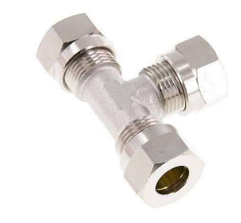 12L Nickel plated Brass T-Shape Tee Cutting Fitting 75 bar ISO 8434-1