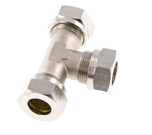 18L Nickel plated Brass T-Shape Tee Cutting Fitting 65 bar ISO 8434-1