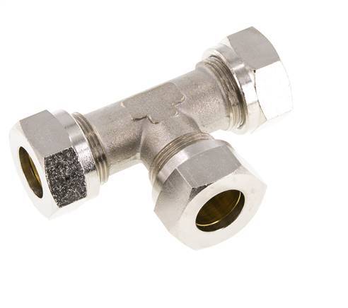 18L Nickel plated Brass T-Shape Tee Cutting Fitting 65 bar ISO 8434-1