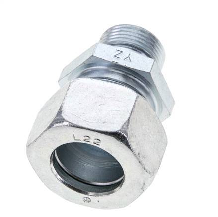22L & M22x1.5 Zink plated Steel Straight Cutting Fitting with Male Threads 160 bar NBR ISO 8434-1