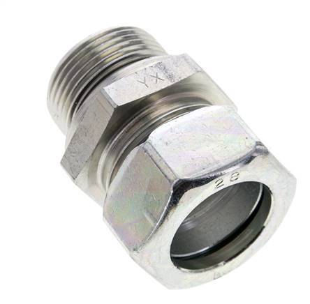 28L & M33x2 Zink plated Steel Straight Cutting Fitting with Male Threads 160 bar NBR ISO 8434-1