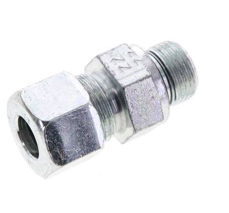 12S & M18x1.5 Zink plated Steel Straight Cutting Fitting with Male Threads 630 bar NBR ISO 8434-1 [2 Pieces]