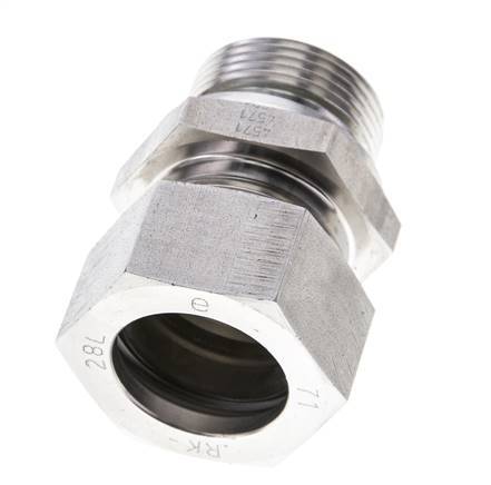 28L & M33x2 Stainless Steel Straight Cutting Fitting with Male Threads 160 bar FKM ISO 8434-1