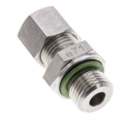 10L & M16x1.5 Stainless Steel Straight Compression Fitting with Male Threads 315 bar FKM ISO 8434-1