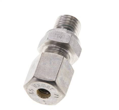 6S & M12x1.5 Stainless Steel Straight Compression Fitting with Male Threads 500 bar FKM ISO 8434-1