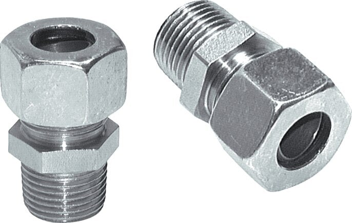 12S & R3/8'' Zink plated Steel Straight Cutting Fitting with Male Threads 630 bar ISO 8434-1 [2 Pieces]