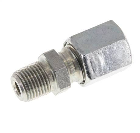 6L & R1/8'' Zink plated Steel Straight Cutting Fitting with Male Threads 315 bar ISO 8434-1 [5 Pieces]