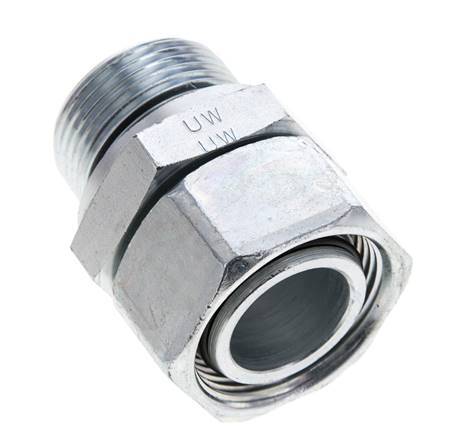 28L & M33x2 Zink plated Steel Straight Swivel with Male Threads 160 bar NBR O-ring Sealing Cone Adjustable ISO 8434-1