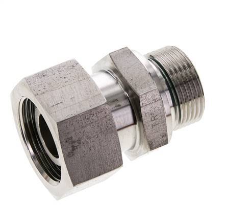 25S & M33x2 Stainless Steel Straight Swivel with Male Threads 400 bar FKM O-ring Sealing Cone Adjustable ISO 8434-1