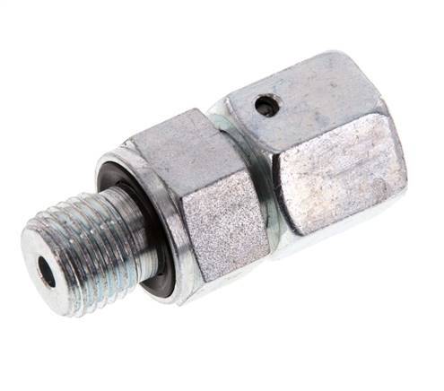 8S & G1/4'' Zink plated Steel Straight Swivel with Male Threads 630 bar NBR O-ring Sealing Cone Adjustable ISO 8434-1