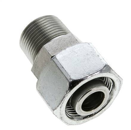 25S & 1'' NPT Zink plated Steel Straight Swivel with Male Threads 400 bar Adjustable ISO 8434-1