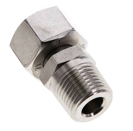 15L & 1/2'' NPT Stainless Steel Straight Swivel with Male Threads 315 bar Adjustable ISO 8434-1