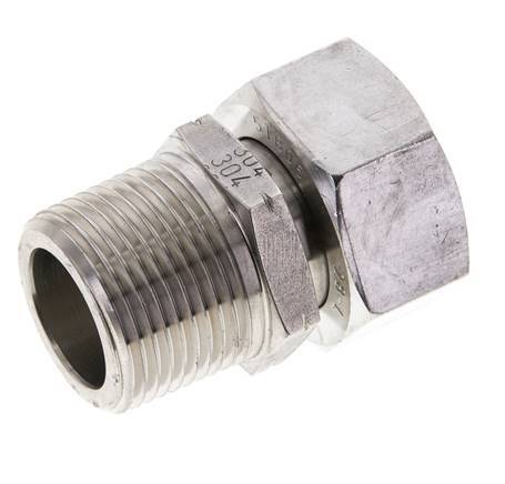 28L & 1'' NPT Stainless Steel Straight Swivel with Male Threads 160 bar Adjustable ISO 8434-1