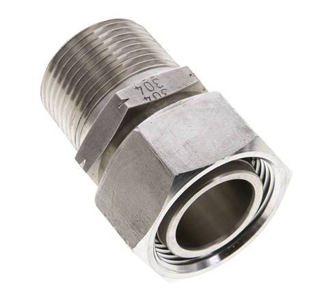 28L & 1'' NPT Stainless Steel Straight Swivel with Male Threads 160 bar Adjustable ISO 8434-1