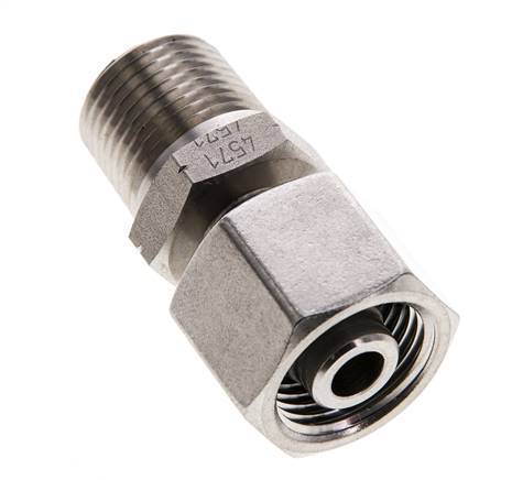 10S & 3/8'' NPT Stainless Steel Straight Swivel with Male Threads 630 bar Adjustable ISO 8434-1