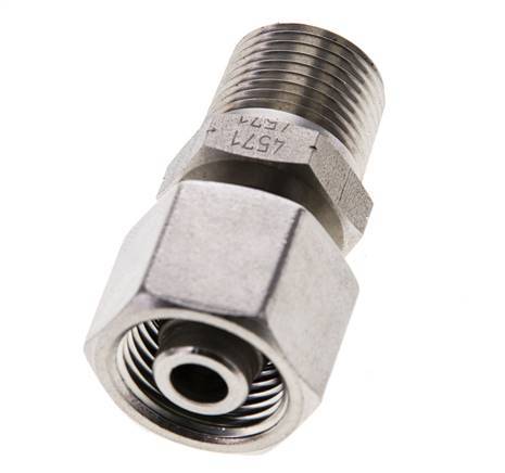 10S & 3/8'' NPT Stainless Steel Straight Swivel with Male Threads 630 bar Adjustable ISO 8434-1