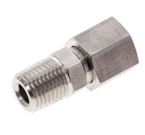 8L & 1/4'' NPT Stainless Steel Straight Swivel with Male Threads 315 bar FKM O-ring Sealing Cone Adjustable ISO 8434-1