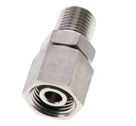10L & 1/4'' NPT Stainless Steel Straight Swivel with Male Threads 315 bar FKM O-ring Sealing Cone Adjustable ISO 8434-1