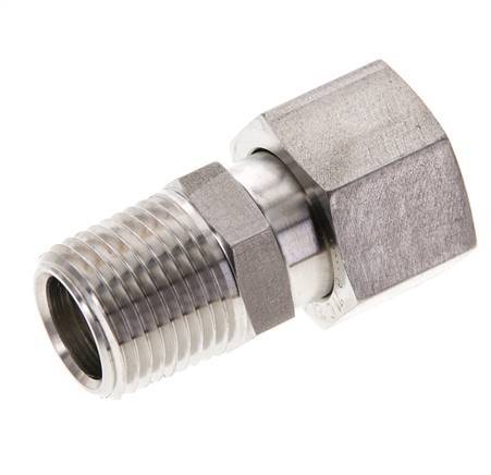 15L & 1/2'' NPT Stainless Steel Straight Swivel with Male Threads 315 bar FKM O-ring Sealing Cone Adjustable ISO 8434-1
