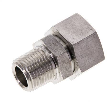 18L & 1/2'' NPT Stainless Steel Straight Swivel with Male Threads 315 bar FKM O-ring Sealing Cone Adjustable ISO 8434-1
