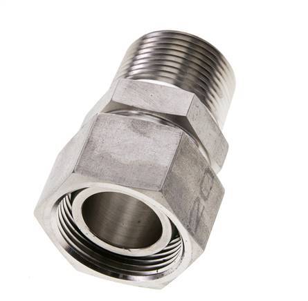 28L & 1'' NPT Stainless Steel Straight Swivel with Male Threads 160 bar FKM O-ring Sealing Cone Adjustable ISO 8434-1