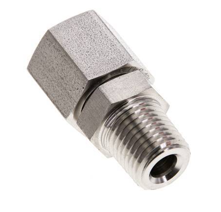 8S & 1/4'' NPT Stainless Steel Straight Swivel with Male Threads 630 bar FKM O-ring Sealing Cone Adjustable ISO 8434-1