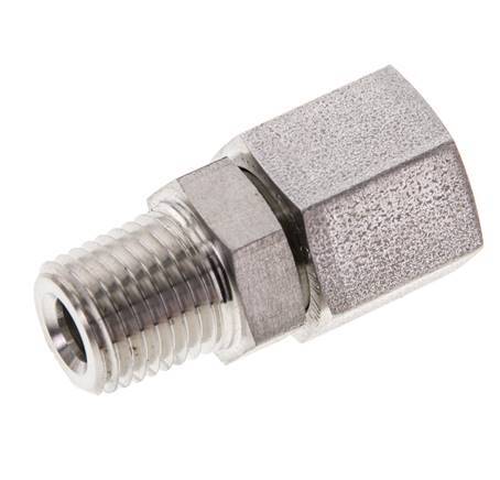 8S & 1/4'' NPT Stainless Steel Straight Swivel with Male Threads 630 bar FKM O-ring Sealing Cone Adjustable ISO 8434-1