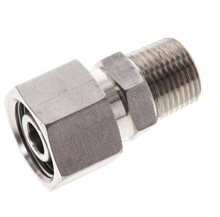 12S & 3/8'' NPT Stainless Steel Straight Swivel with Male Threads 630 bar FKM O-ring Sealing Cone Adjustable ISO 8434-1
