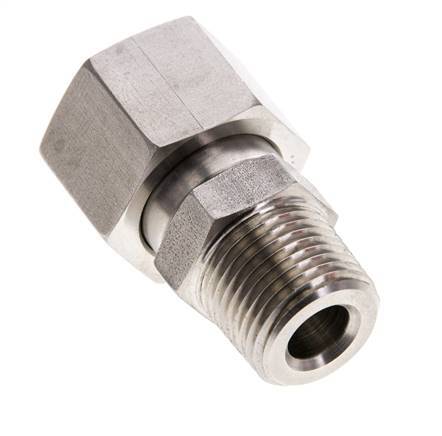 12S & 3/8'' NPT Stainless Steel Straight Swivel with Male Threads 630 bar FKM O-ring Sealing Cone Adjustable ISO 8434-1